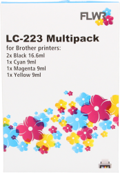 FLWR Brother LC-223 Multipack zwart en kleur Front box
